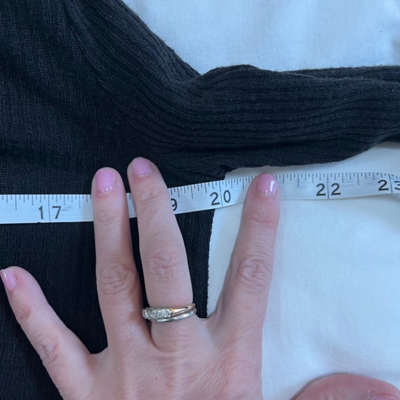 ZARA Semi Sheer V-neck Top, Ribbed, Black, Small - Picture 5 of 7